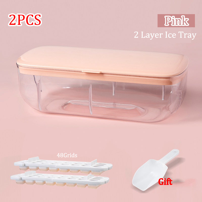 2pcs Ice Cube Maker Tray Box