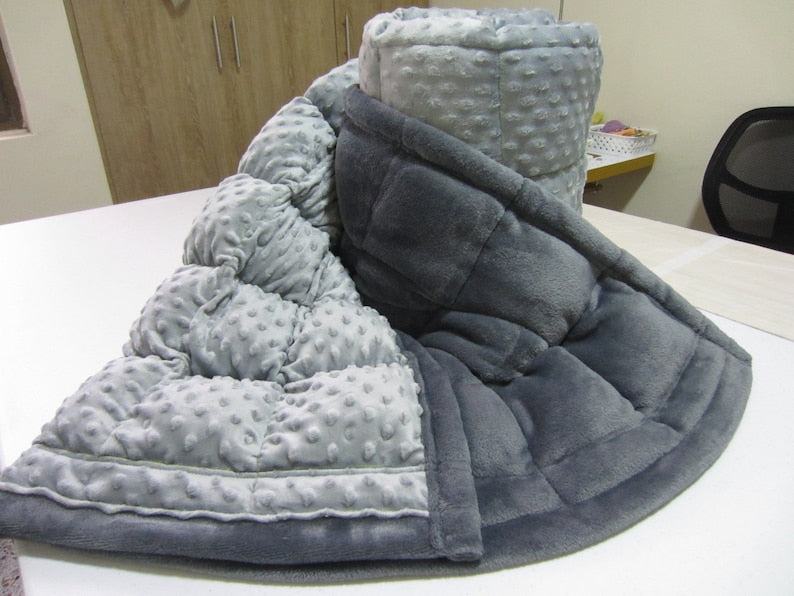 Weighted Blanket, Anxiety Relief, Insomnia, Brother Gift. Grey Minky