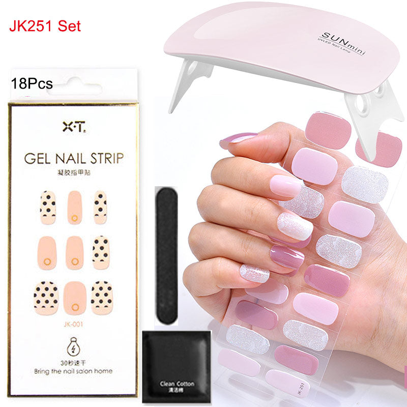 Gel Nail Wraps with UV Lamp Set