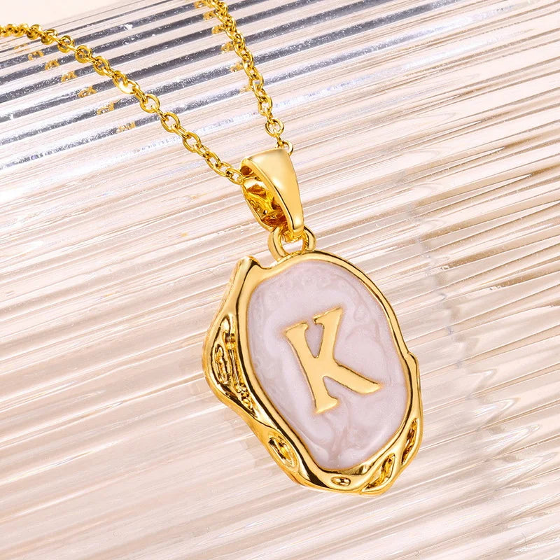 A-Z Alphabet Gold Plated Stainless Steel Pendant Necklace