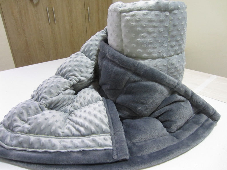 Weighted Blanket, Anxiety Relief, Insomnia, Brother Gift. Grey Minky