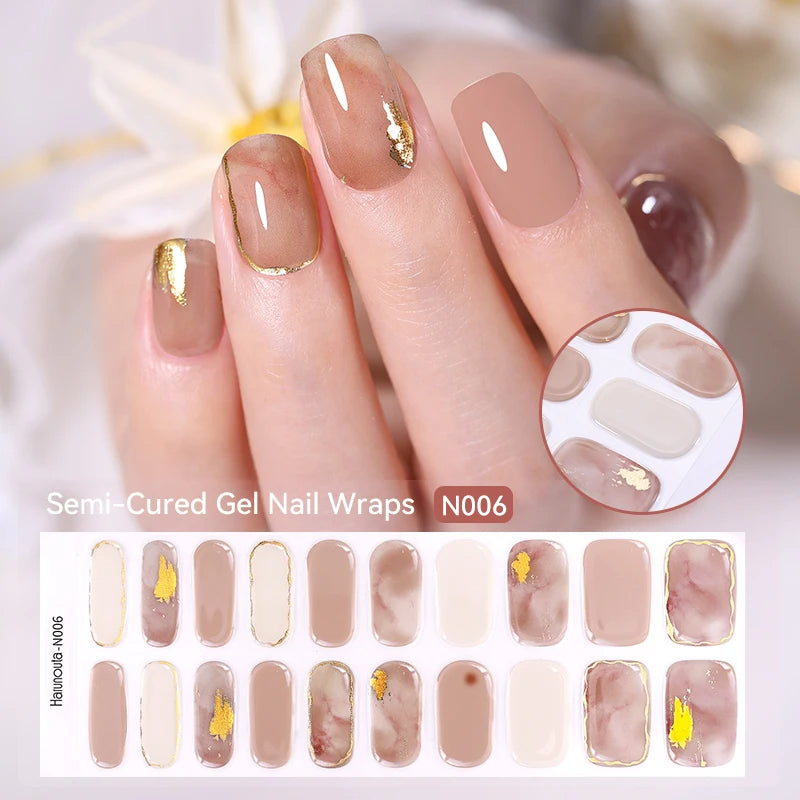 20 Tips Gradient French Semi-Cured Gel Nail Sticker