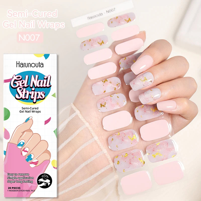 20 Tips Glitter Lines Semi-Cured Gel Nail Sticker