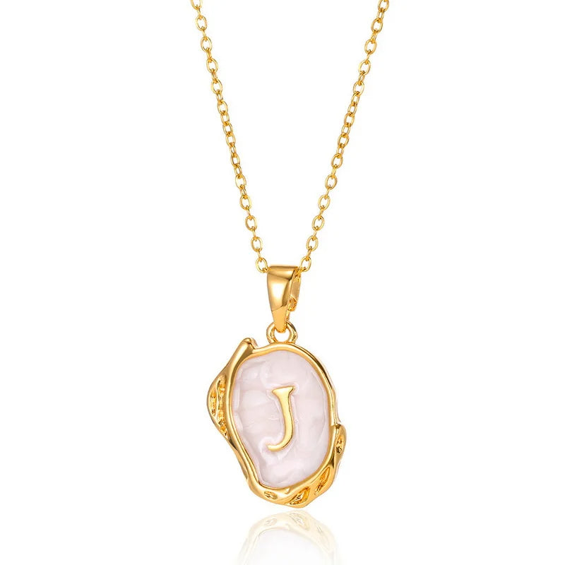 A-Z Alphabet Gold Plated Stainless Steel Pendant Necklace