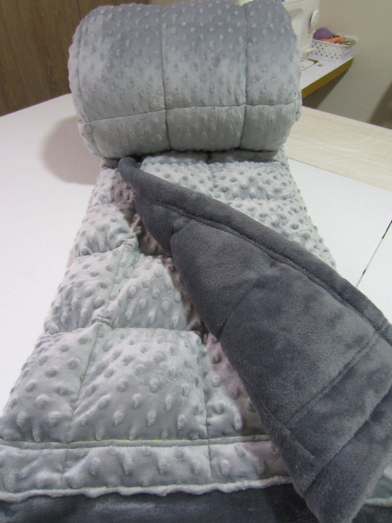 Weighted Blanket, Anxiety Relief, Insomnia, Brother Gift. Grey Minky