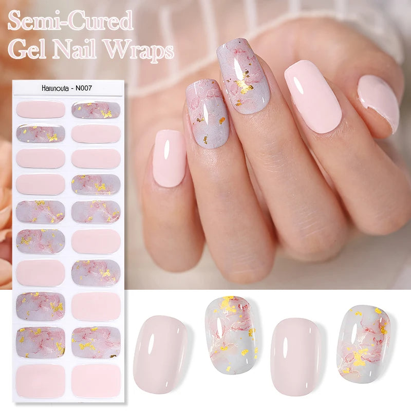 20 Tips Gradient French Semi-Cured Gel Nail Sticker