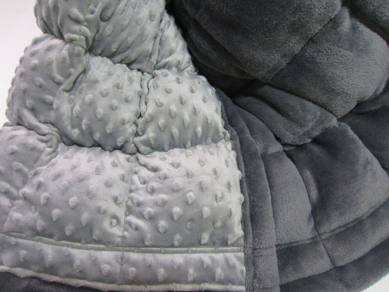 Weighted Blanket, Anxiety Relief, Insomnia, Brother Gift. Grey Minky