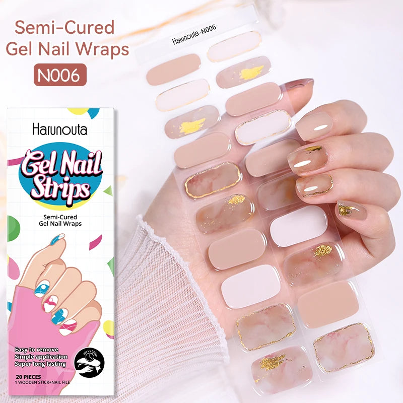 20 Tips Glitter Lines Semi-Cured Gel Nail Sticker