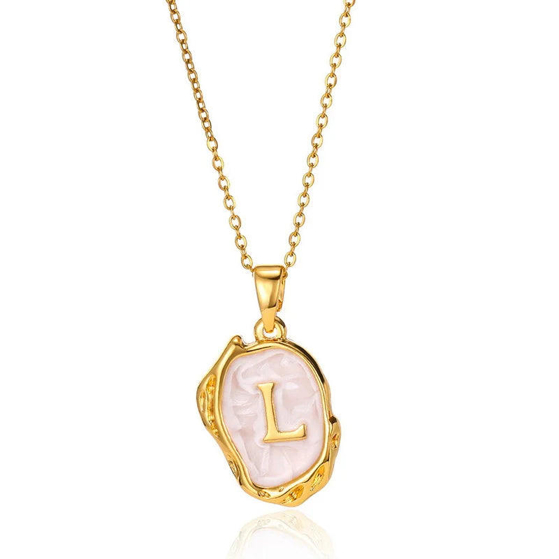 A-Z Alphabet Gold Plated Stainless Steel Pendant Necklace