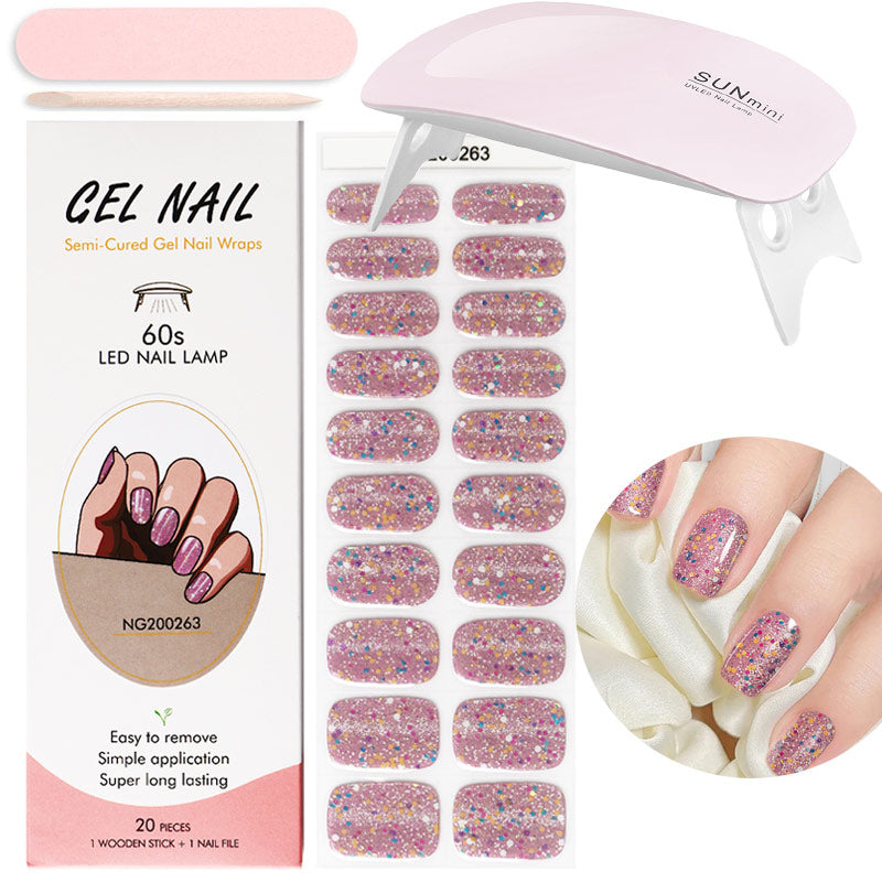 Gel Nail Wraps with UV Lamp Set