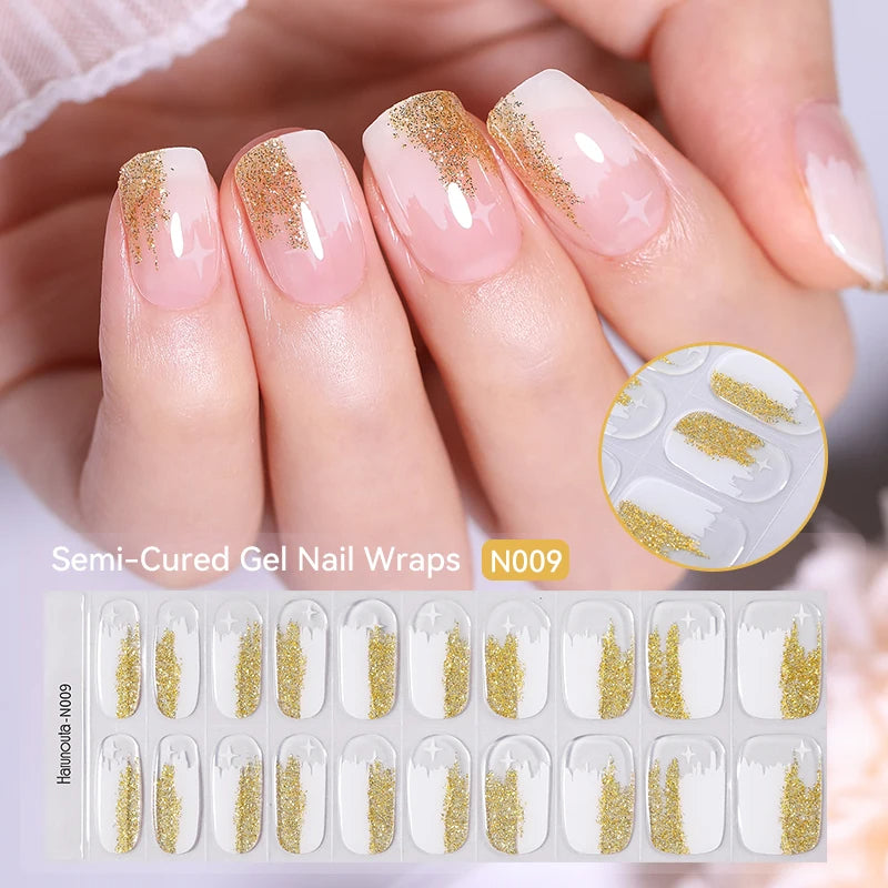 20 Tips Gradient French Semi-Cured Gel Nail Sticker