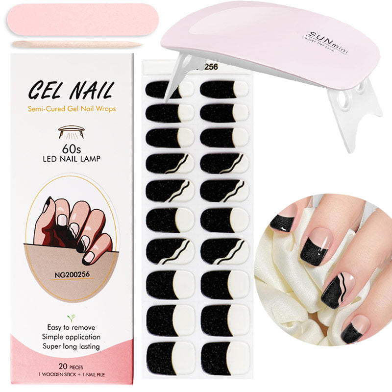 Gel Nail Wraps with UV Lamp Set