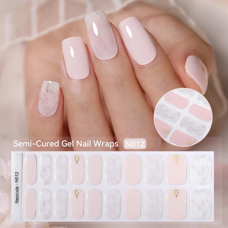 20 Tips Gradient French Semi-Cured Gel Nail Sticker