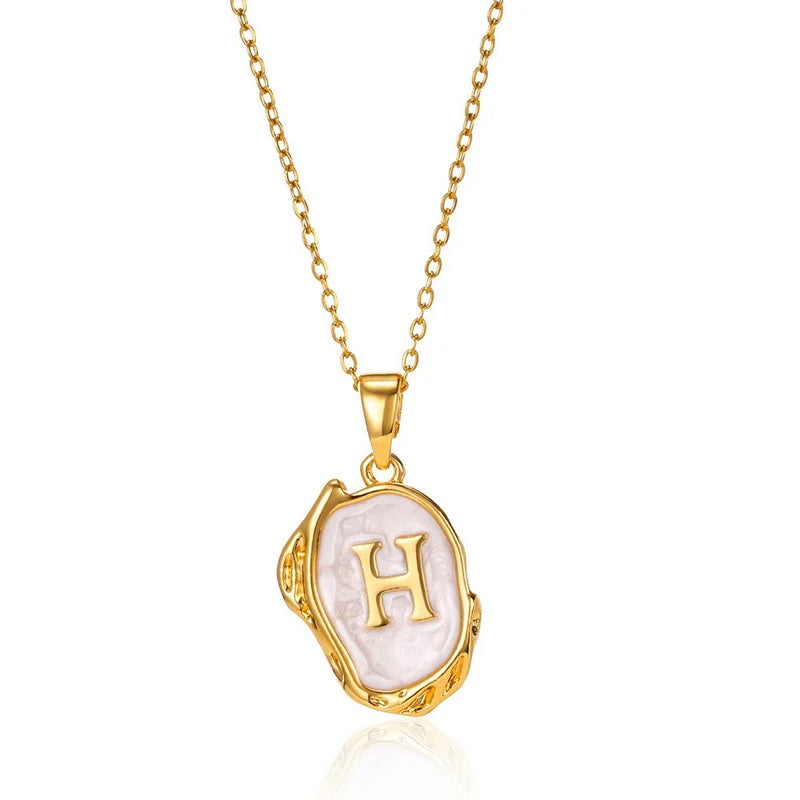 A-Z Alphabet Gold Plated Stainless Steel Pendant Necklace